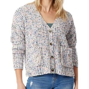 Women's Chenille Confetti Yarn Cardigan Sweater Size Medium